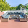 9-Piece All-Weather Patio Furniture Set with Cushions and Storage Table for Outdoor Comfort