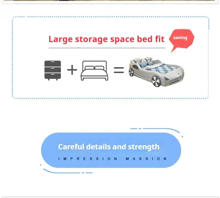 Kids Luxury Car Bed - Stylish Children's Bed with Integrated Storage