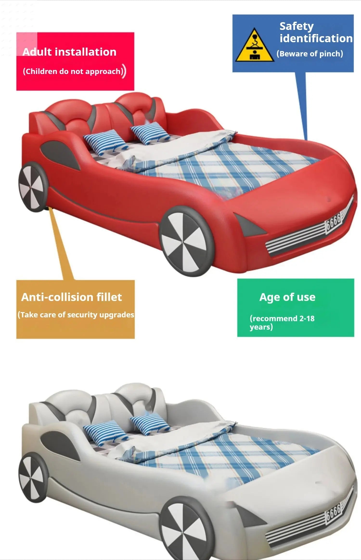 Kids Luxury Car Bed - Stylish Children's Bed with Integrated Storage
