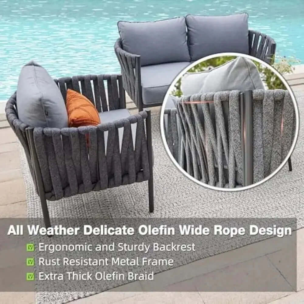 Contemporary 4-Piece Metal Patio Furniture Set