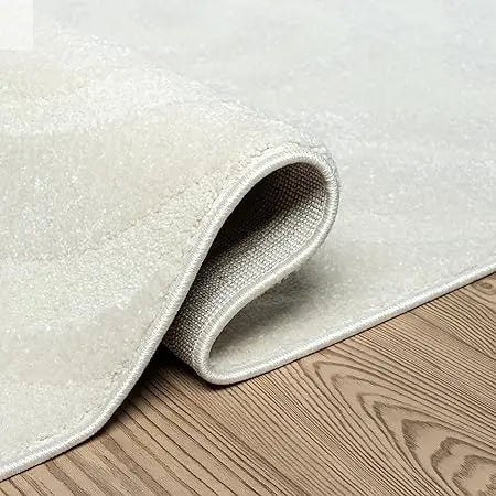 Cozy Cream 6x9 Area Rug For Living Room, Bedroom - Swirl Waves Pattern, Durable & Easy To Clean