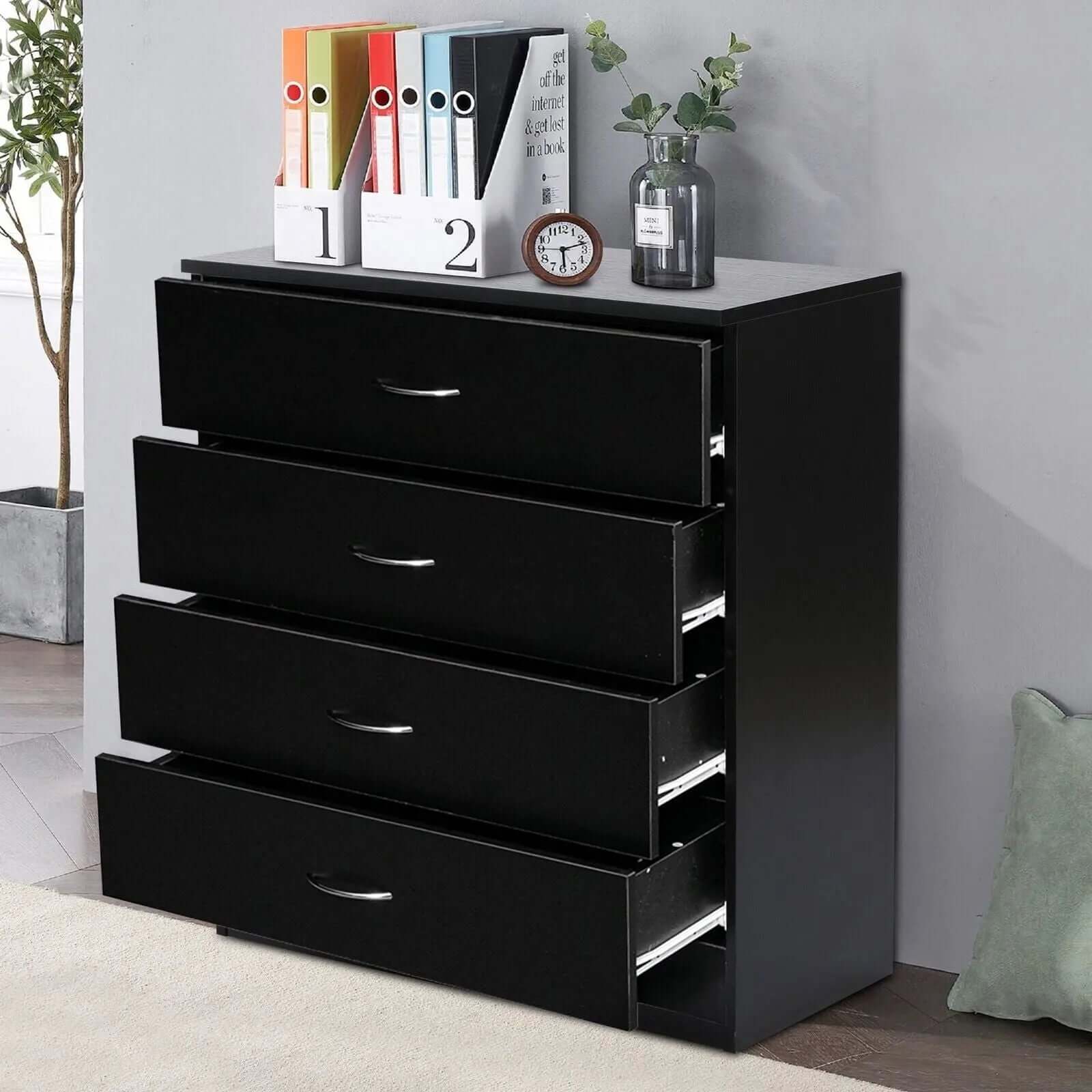 Elegant Black 4-Drawer Chest Dresser