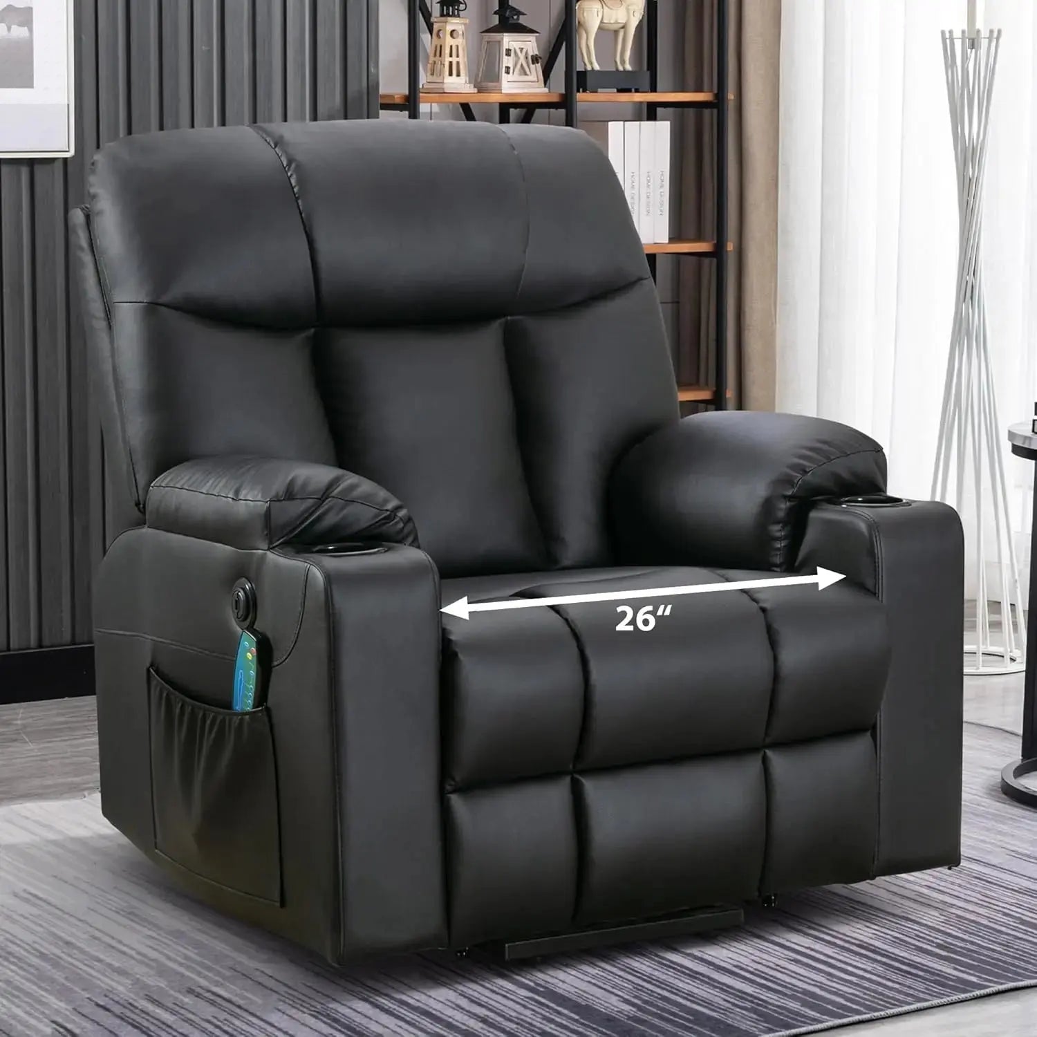 Power Lift Chair with Heat and Massage, with 2 Cup Holders, Side Pocket, USB and Type-c Port,  Faux Leather Lift Recliner Chair