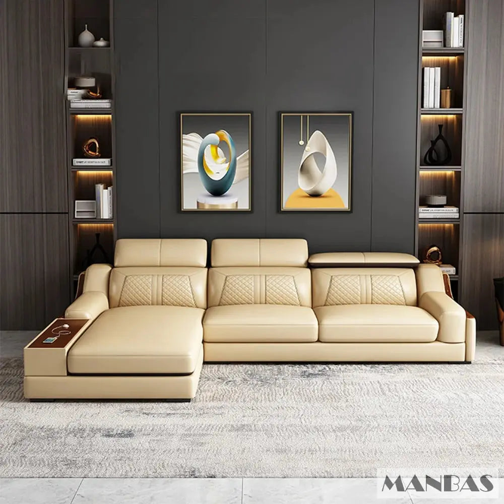Stylish Genuine Italian Leather Sofa for Living Room -