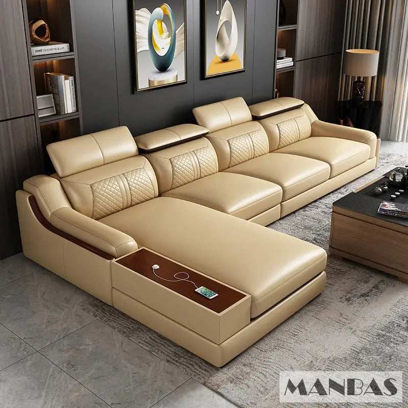 Stylish Genuine Italian Leather Sofa for Living Room -